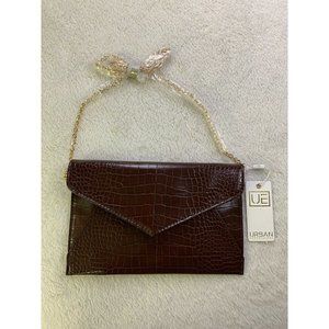 Urban Expressions NWT Vegan Animal Clutch Handbag Brown Chain Strap Foldover